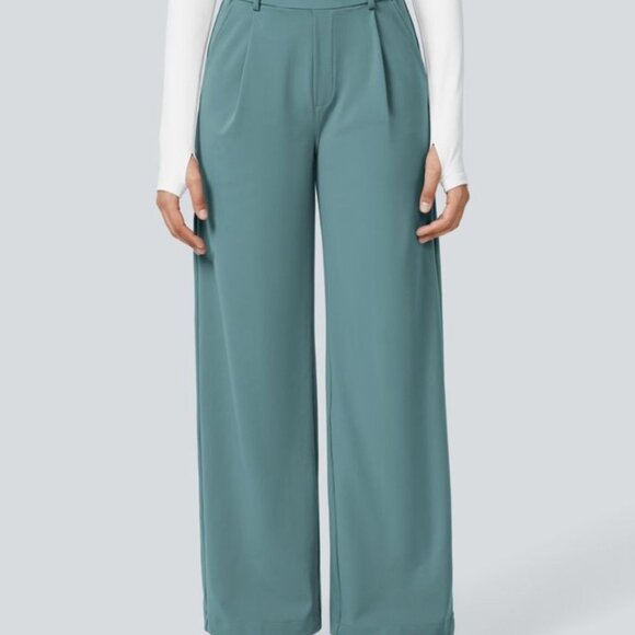 Halara High Waisted Plicated Side Pocket Straight Leg Work Pants Sz XL Tall Wome - Picture 7 of 10